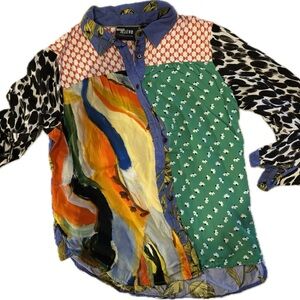 Anthropologie Multicolor Button Down Cotton Shirt